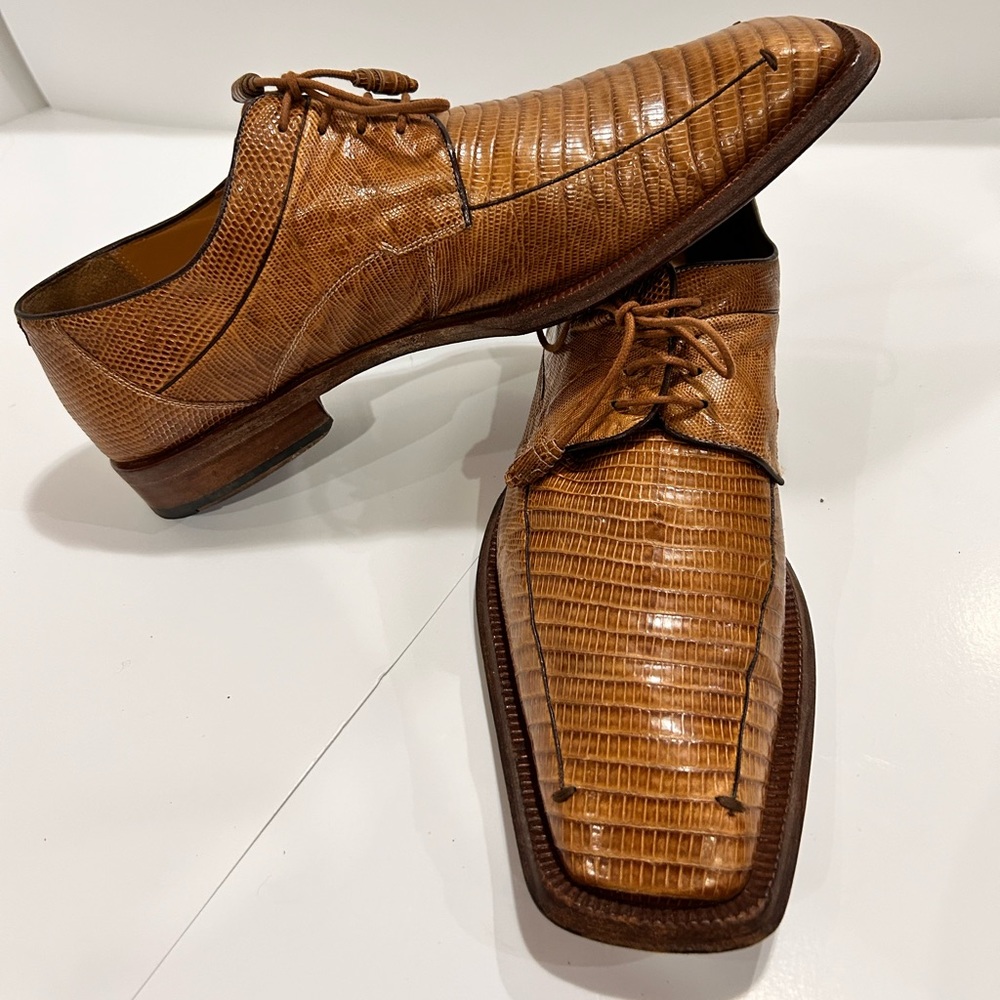 Gently used City Slickers men’s size 11 snakeskin dress shoes.